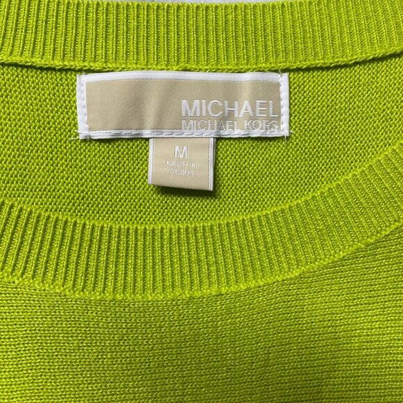 Michael Kors Womens Lime Green Cold Shoulder Autumn Lightweight Sweater Size M - Picture 4 of 10